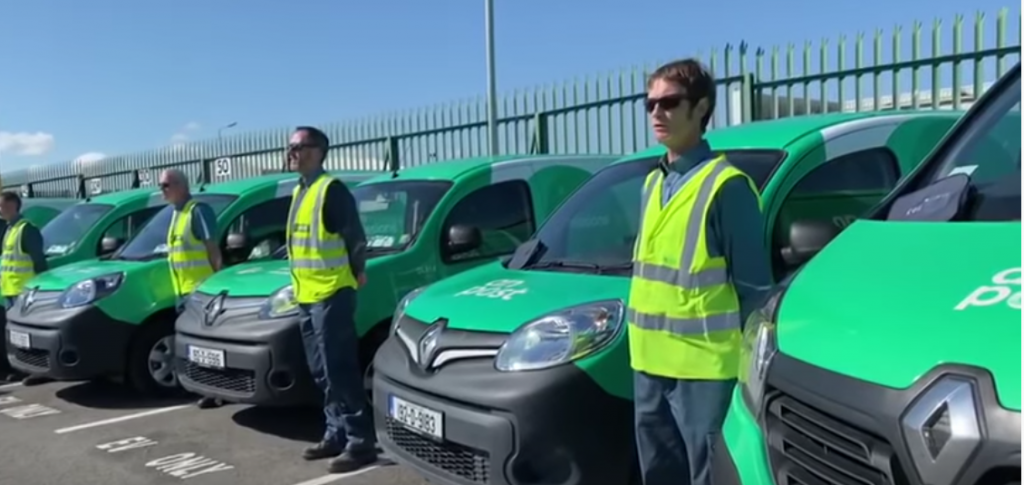 An Post staff singing Irelands call