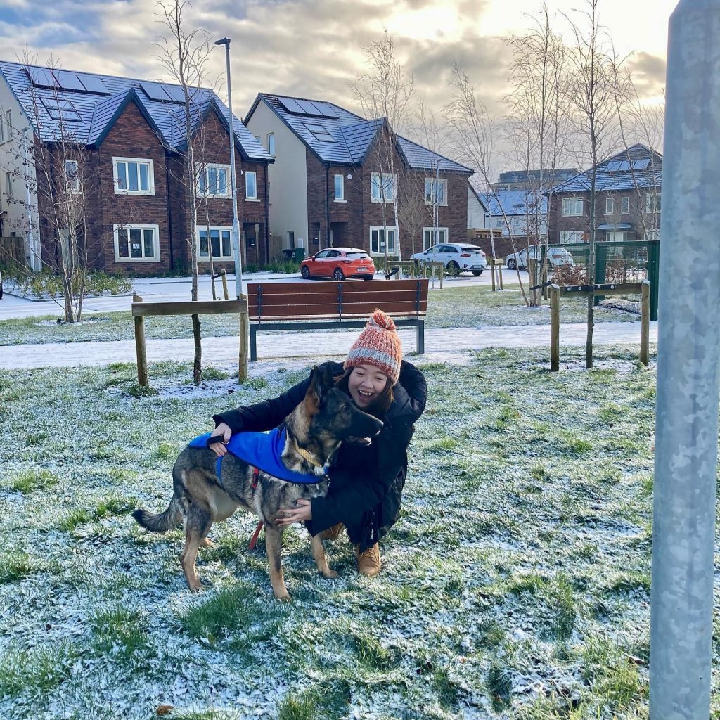 Holly with her adopted German Shepherd, Sprinkles