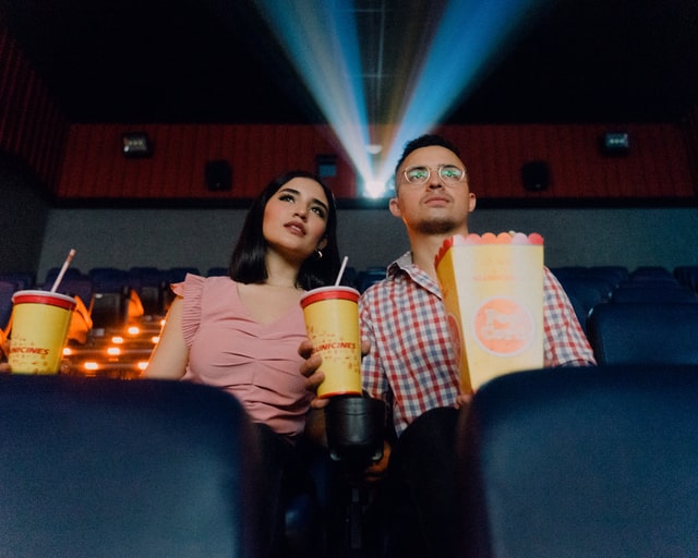 couple in cinema with snack